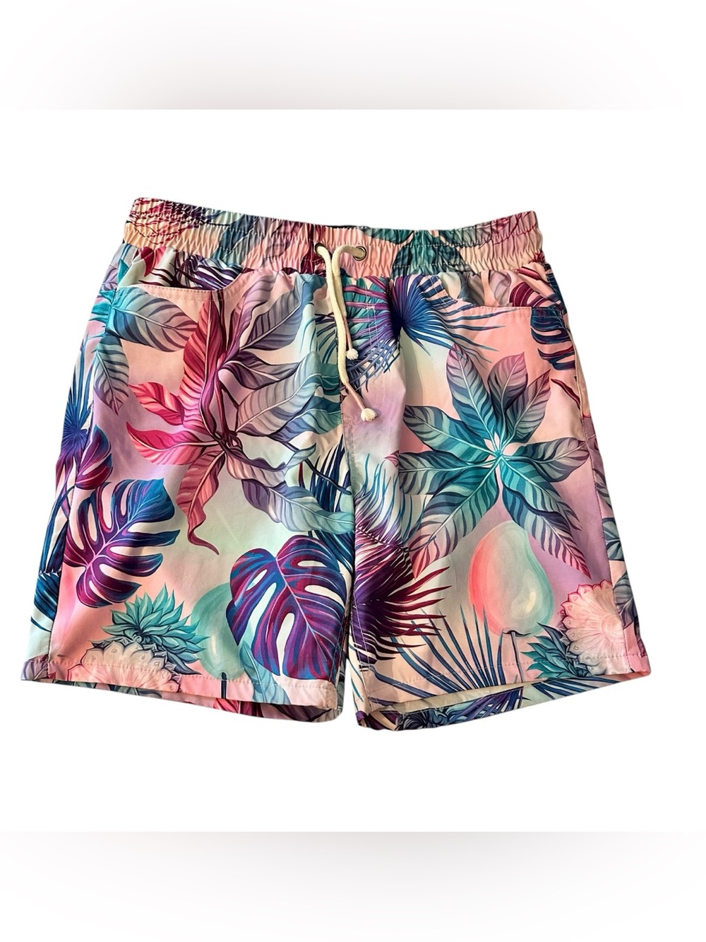 Good Vibes Stretch Board Shorts Mens Size Medium Pink Floral Tropical